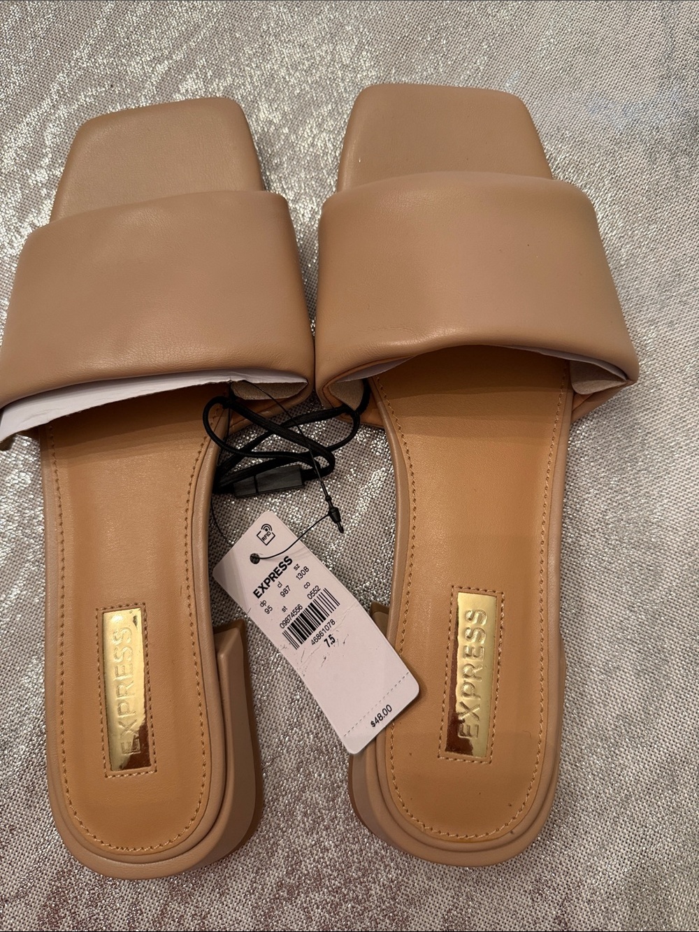 Express Wide-Band Tan Slide Sandals